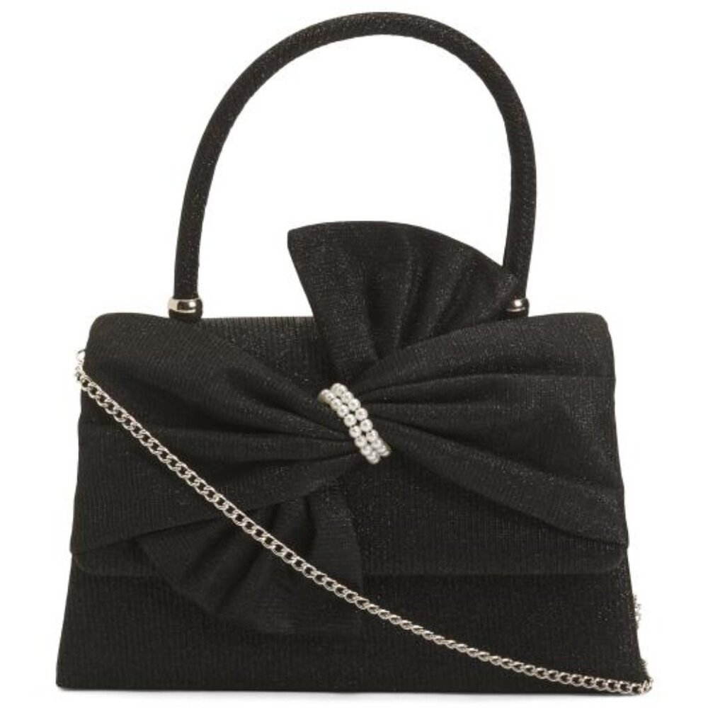 ALESSIA BIANCHI Convertible Bow Glitter Clutch With Top Handle